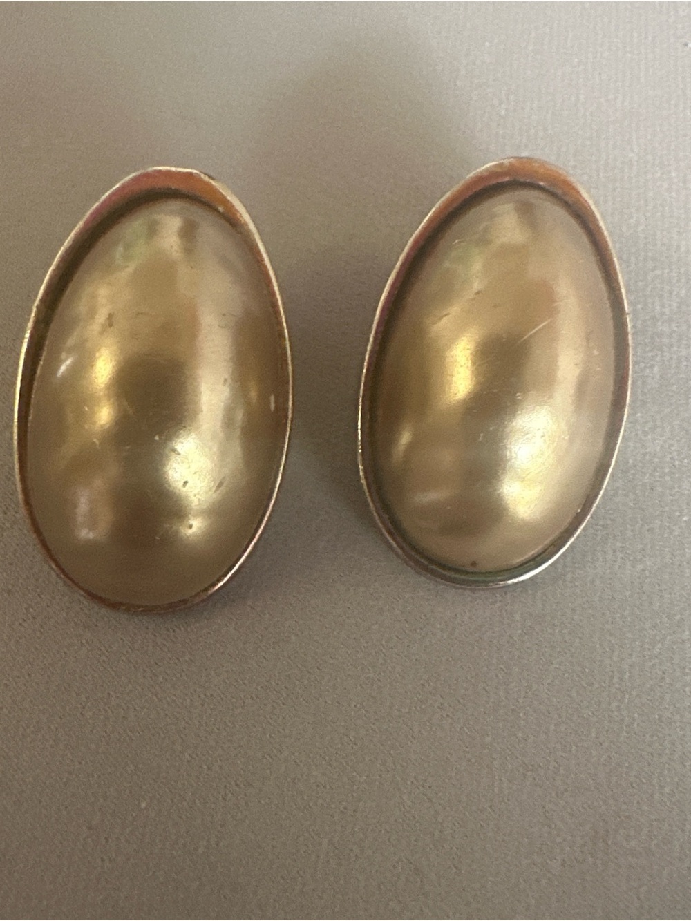 Gold Oval Dome Clip-On Earrings